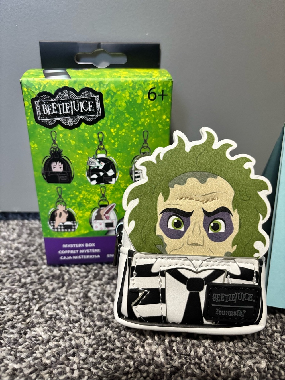 Loungefly Beetlejuice Bag charm Micro backpack in Green, Black & White